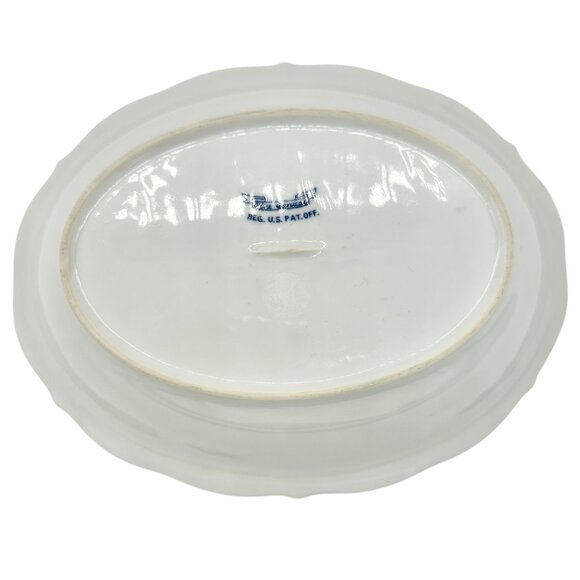 Blue Danube Oval Serving Bowl Floral Pattern Porcelain Scalloped Edge White Blue - Picture 4 of 7